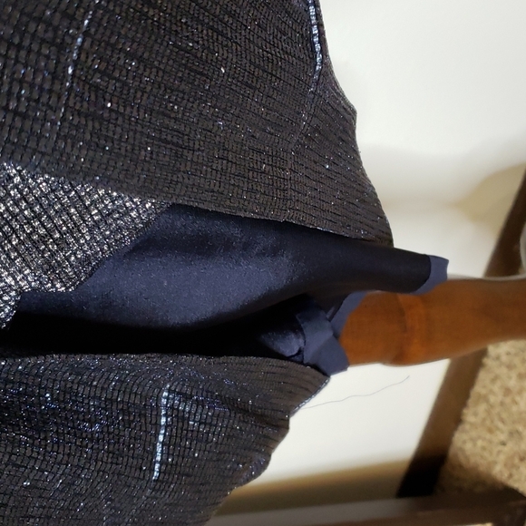 NEW Tahari ASL Navy Blue Metallic Sequin Ruch Cowl Neck Dress Elegant Castlecore - Picture 11 of 14